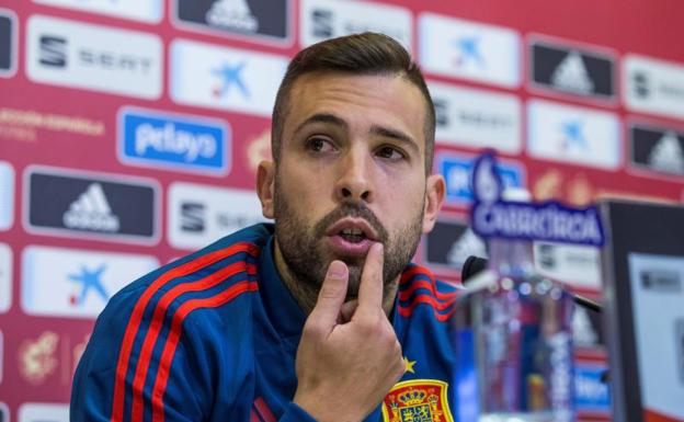 Jordi Alba, durante la rueda de prensa. 