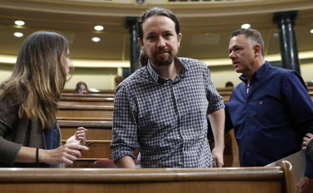 El líder de Podemos, Pablo Iglesias, en el Congreso.