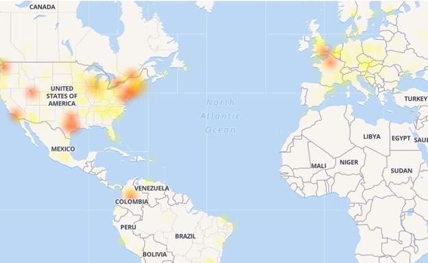 Mapa de calor caída de Facebook.