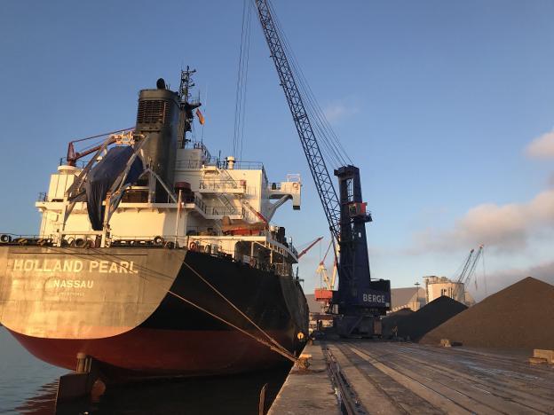 El buque 'Holland Pearl' atracado en el Puerto de Santander el domingo y lunes.