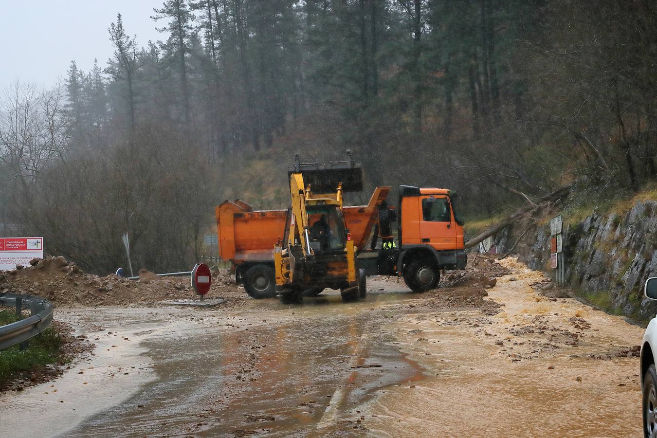 Fotos: Toneladas de tierra cortan la carretera a Bárcena Mayor