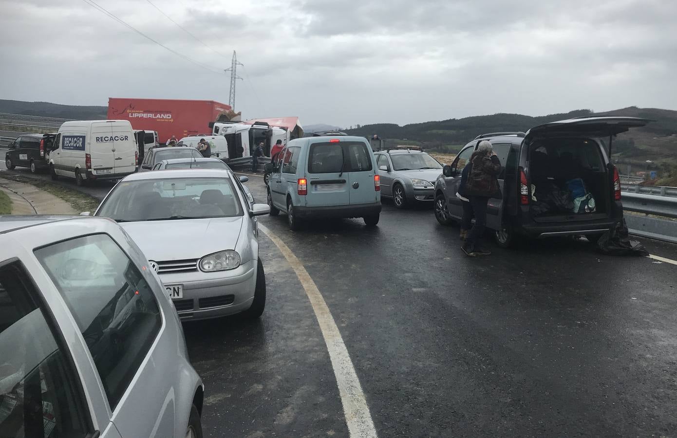 Fotos: Se llevan la comida para perros que se cayó del camión volcado en Zurita