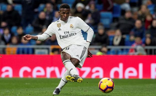 Vinicius, en un partido en el Santiago Bernabéu. 