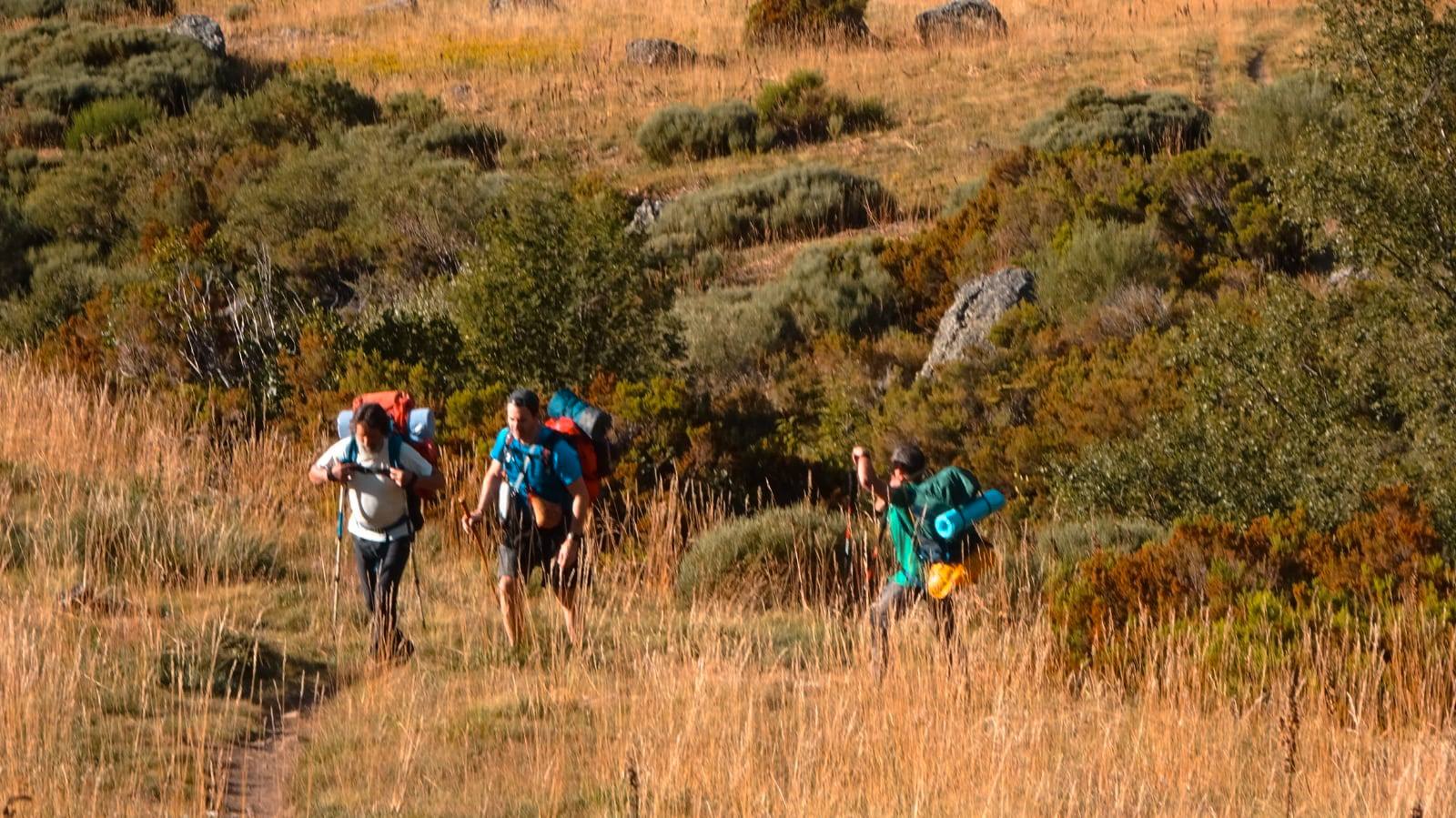 El grupo por el prado de Cabriles.