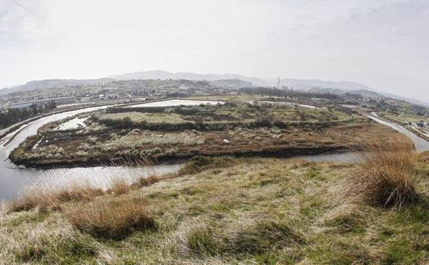 La isla de Solvay vista desde Cortiguera, al otro lado de la ría de San Martín, donde el Ministerio proyecta construir la nueva depuradora. 