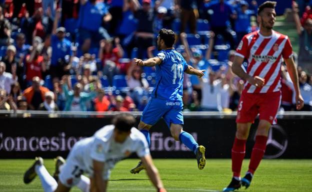 Jorge Molina, celebra el tanto anotado ante el Girona.