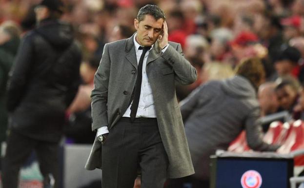 Ernesto Valverde, durante el partido de vuelta ante el Liverpool. 