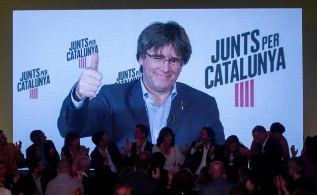 El expresidente de la Generalitat y cabeza de lista a las elecciones europeas por JxCat, Carles Puigdemont,.