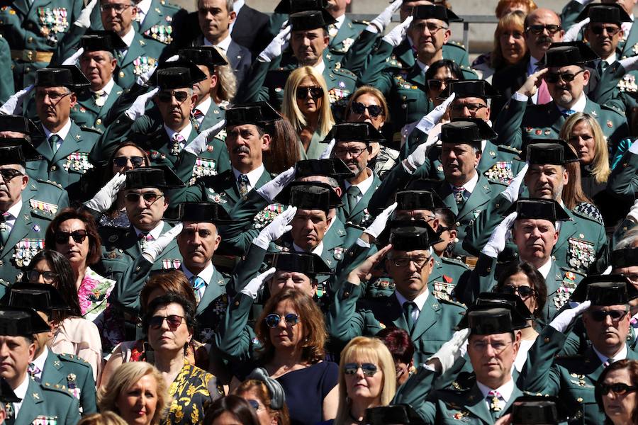 Los Reyes de España presiden en el Palacio de Oriente, en Madrid, los actos conmemorativos del 175 aniversario de la Guardia Civil.