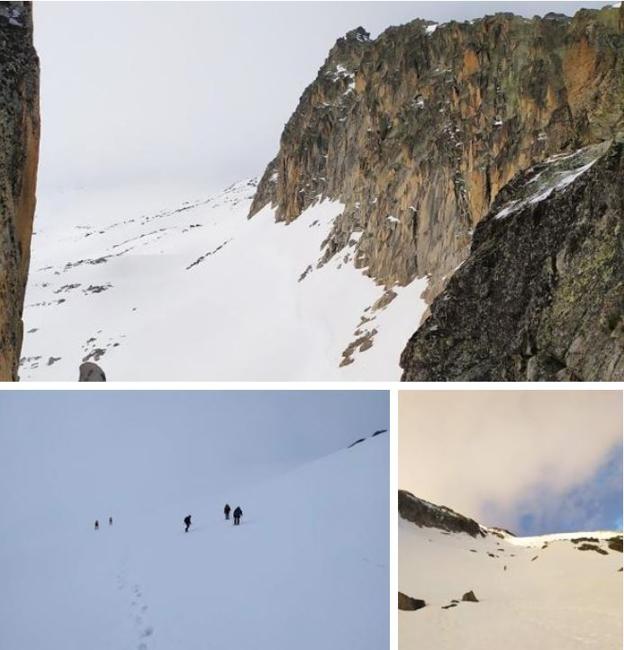 El Portillón Superior da acceso a la zona del glaciar y recuerda al muro de 'Juego de tronos'. A continuación, la espesa niebla apenas dejaba ver el camino. Finalmente, la parte final de la Crencha de los Portillones.