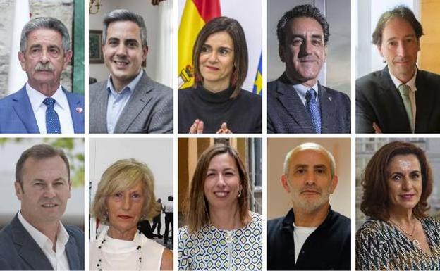 Arriba, de izquierda a derecha, Miguel Ángel Revilla, Pablo Zuloaga, Paula Fernández, Francisco Martín y José Luis Gochicoa. Abajo, de izquierda a derecha, Guillermo Blanco, Marina Lombó, María Sánchez, Miguel Rodríguez y Ana Belén Álvarez. 