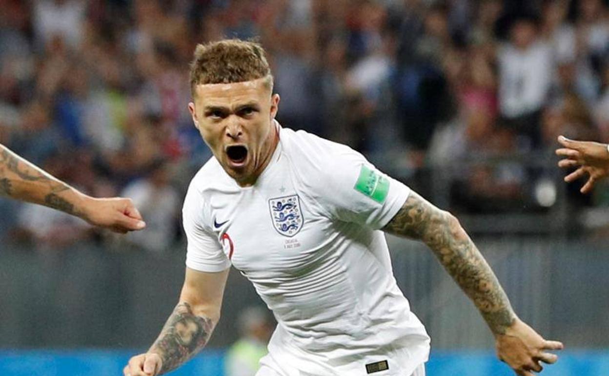 Kieran Trippier, celebrando un gol con Inglaterra.