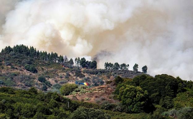 Vista del incendio forestal que comenzó el sábado en la isla española de Gran Canaria.