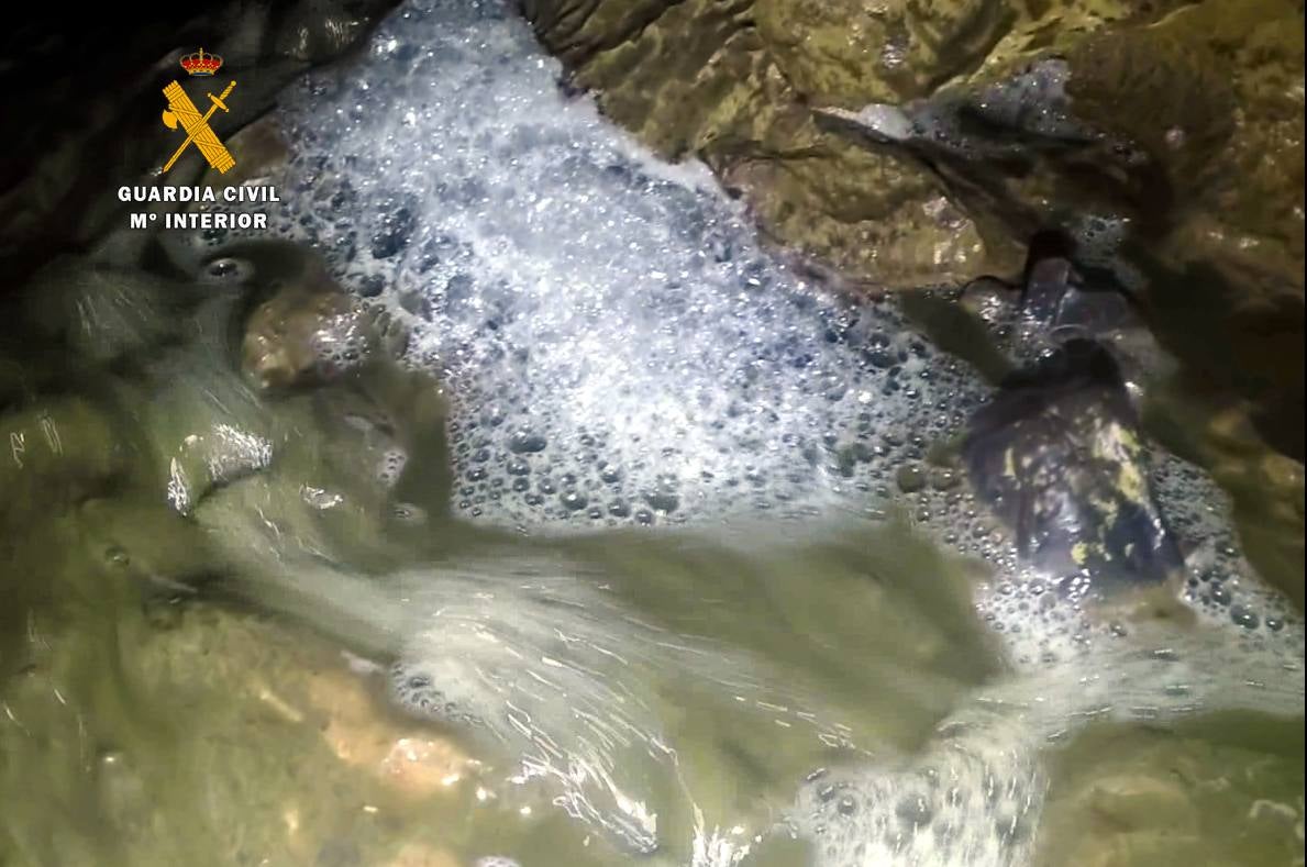 El agua tenía espuma blanquecina en algunas zonas.