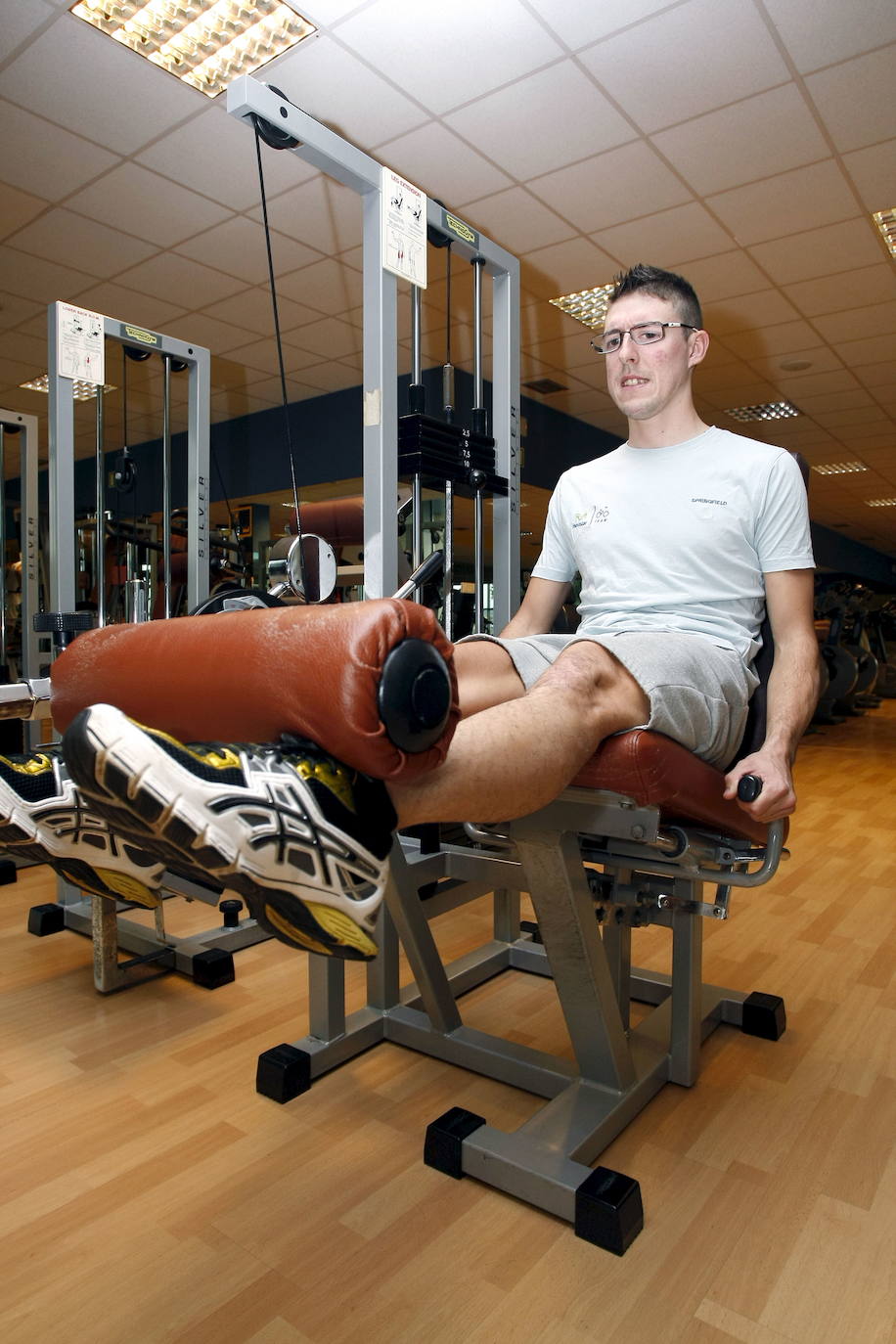 Foto de 2012, cuando Angel Madrazo pertencía al equipo de Movistar y se entrenaba en el Hotel Torresport de Torrelavega, dónde realizaba su rehabilitación tras el atropello sufrido mientras entrenaba.