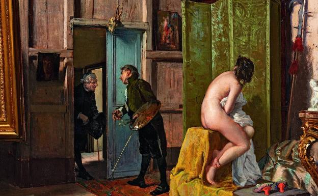'La visita inoportuna', (1868) óleo de Eduardo Zamacois del Museo de Bellas Artes de Bilbao.