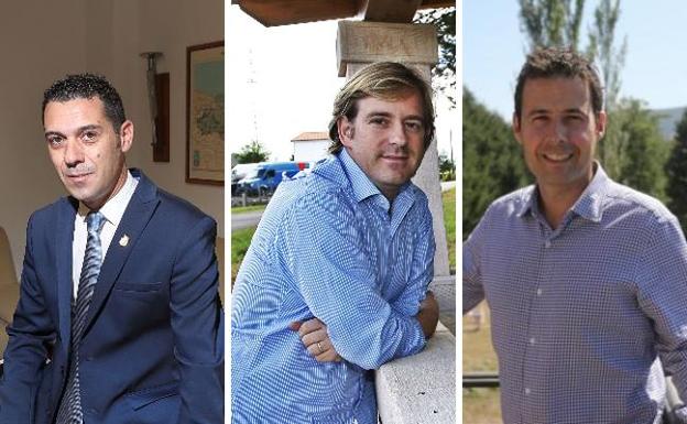 De izquierda a derecha, Roberto Escobedo (PSOE), Pablo Diestro (PRC) y Jaime Soto (PP). 