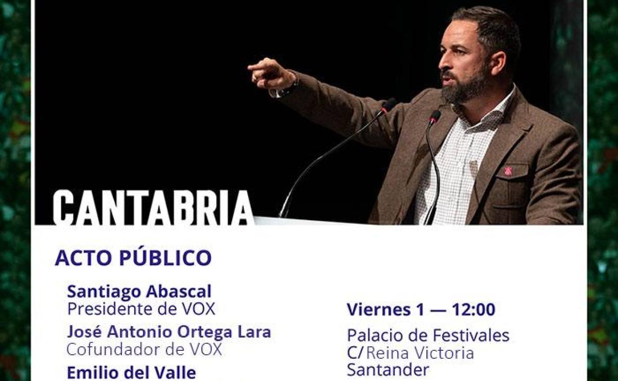 Santiago Abascal participa el viernes en un acto de Vox en Santander