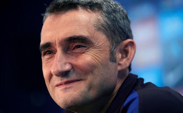 Ernesto Valverde, durante la rueda de prensa. 