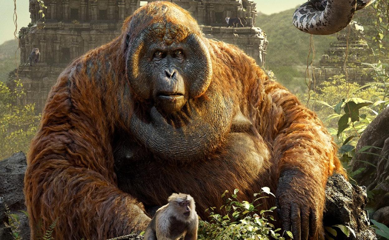 Fotograma de la película 'El libro de la selva' que representa al Rey Louie como lo que podría haber sido el extinto Gigantopithecus. 