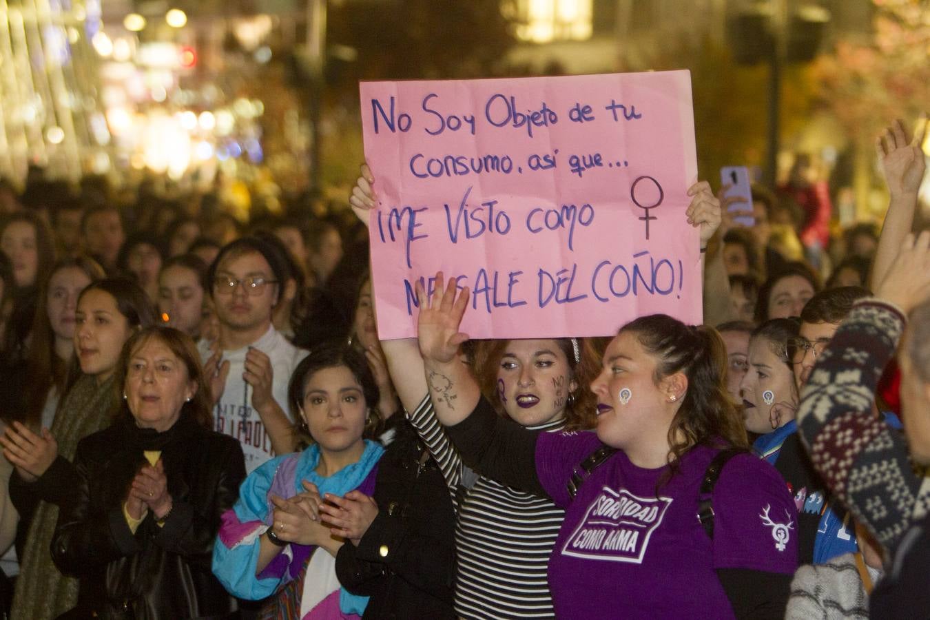 Centenares de personas se han echado a la calle en una manfiestación que ha recorrido el centro de la capital de Cantabria