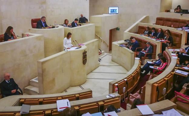 La consejera María Sánchez, durante su intervención en el Parlamento.