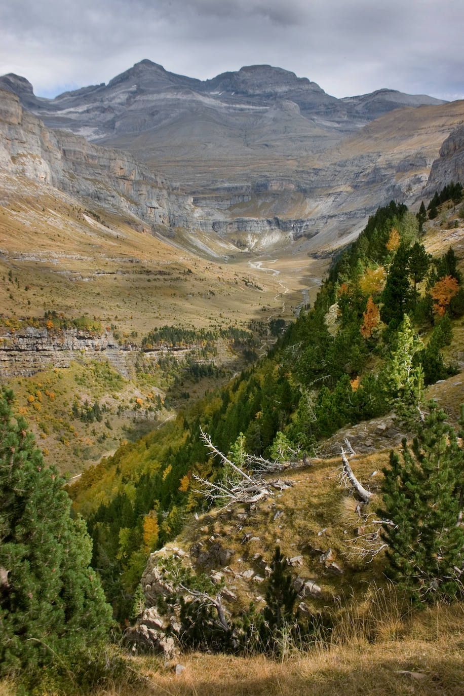 La ruta que parte de la pradera de Ordesa, asciende por la Senda de los cazadores y recorre el valle desde las alturas para llegar a la Cola del caballo permite disfrutar de un paisaje maravilloso. El regreso al punto inicial por el propio cañón es también de una enorme belleza como las gradas de Soaso