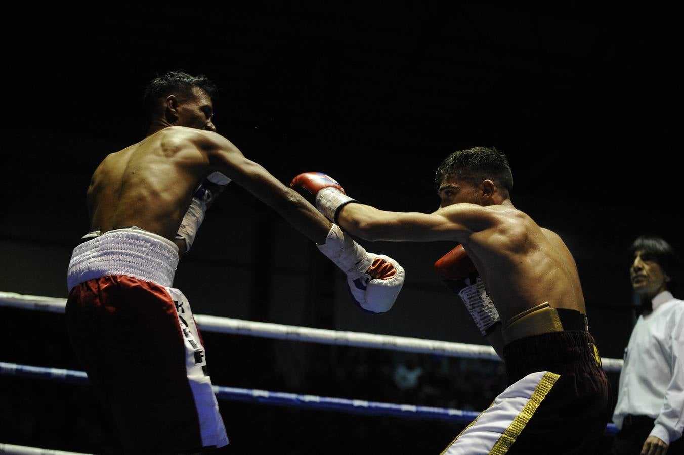 Una nueva velada con el Niño como protagonista y de nuevo un excepcional ambiente en el Vicente Trueba, con colas ya desde primera hora, antes de que comenzara la jornada, que tenía previsto su primer combate para las ocho de la tarde. Y ya desde el principio las gradas del pabellón mostraban una buena afluencia, destinada a multiplicarse para la cita estelar de la noche. También en los alrededores se aprecia el movimiento propio de estas ocasiones, en una noche de sábado en la que el deporte convive con la jornada de puente y fiestas en la Plaza Mayor y la Plaza Roja. En total, más de 2.000 personas para seguir con atención la tercera defensa del título del campeón torrelaveguense, siempre volcado con una ciudad que sabe devolverle el cariño.