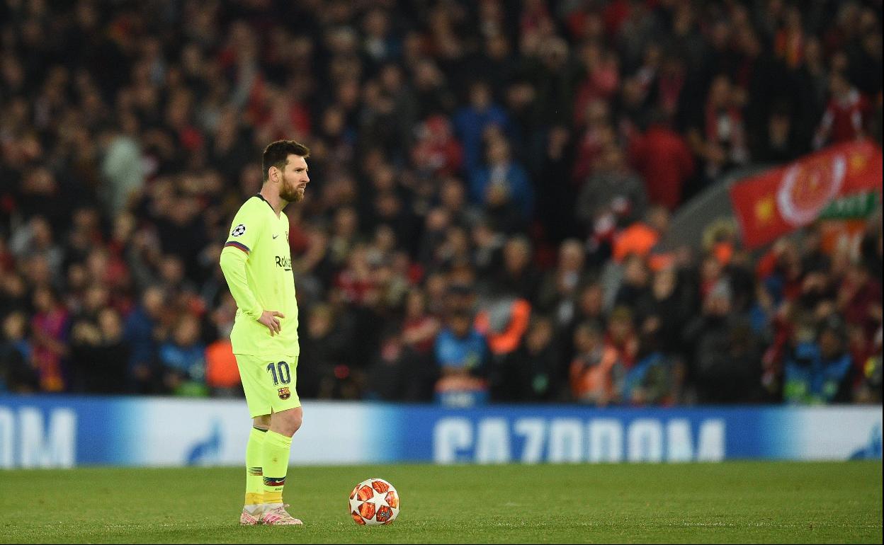 Lionel Messi, tras la derrota del Barça en Anfield en las semifinales de la Champions.