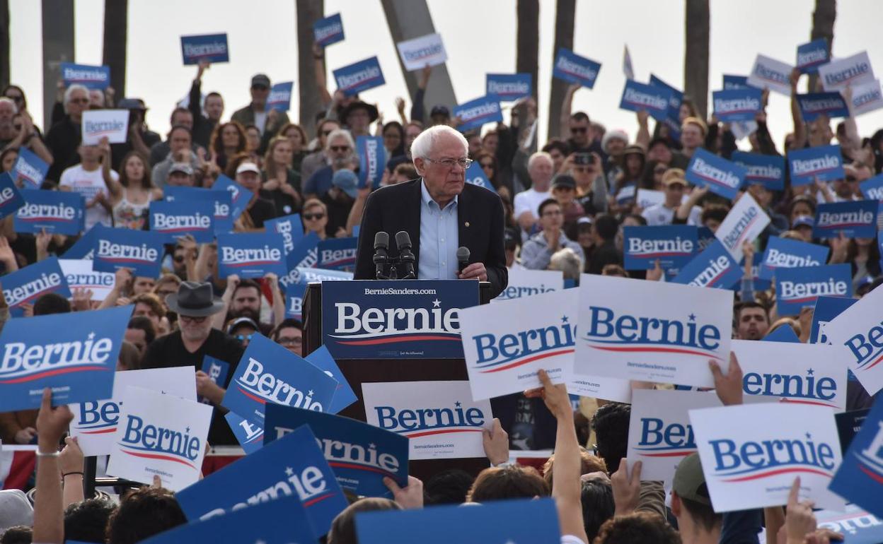 Bernie Sanders, en un acto de campaña