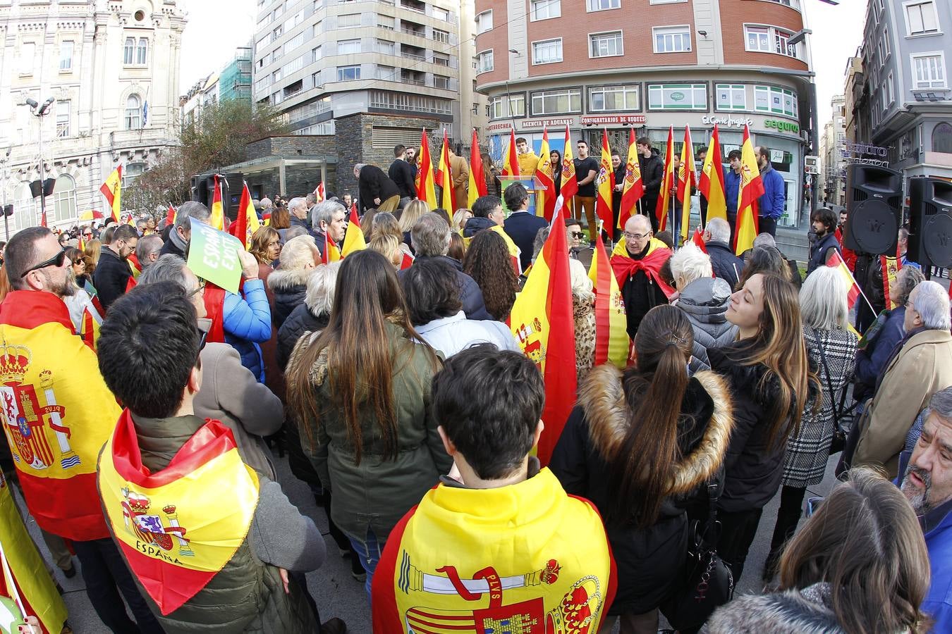 Entre los asistentes, los cargos institucionales de Vox en la región, como el diputado nacional Emilio del Valle y el parlamentario Cristobal Palacio. Muchas banderas de España y la lectura de un comunicado han centrado el acto