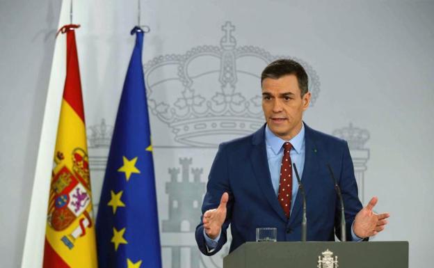 Pedro Sanchez, durante su comparecencia.