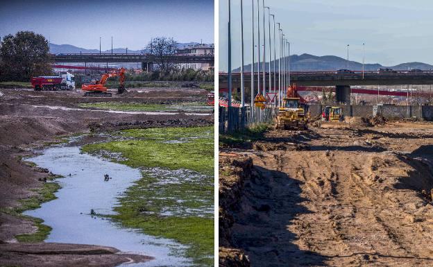 Izquierda: 28 de noviembre de 2019. Las máquinas habían empezado ya con el relleno. Derecha: 11 de enero de 2020. Así estaba la zona este fin de semana. 