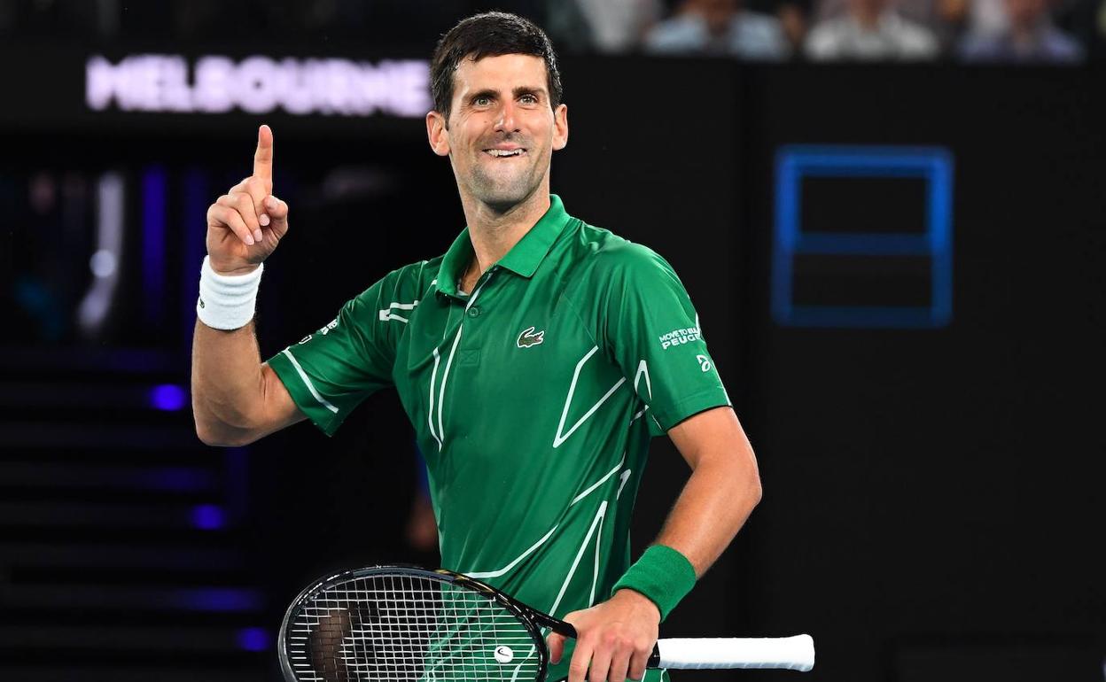 Novak Djokovic celebra la victoria. 