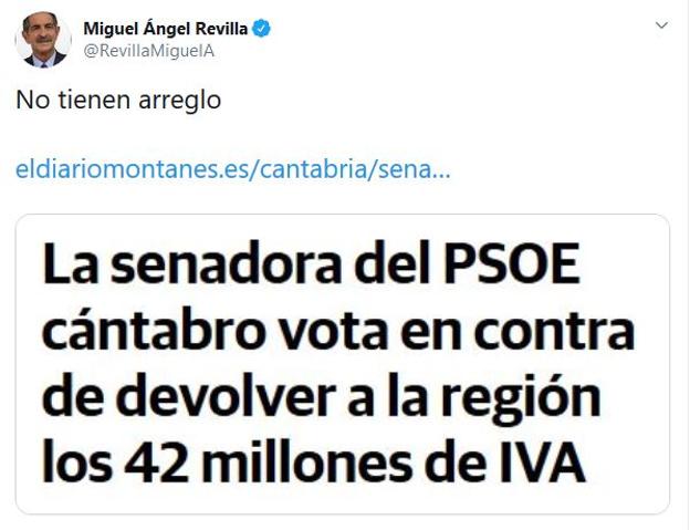 La respuesta de Revilla a la votación de la senadora.