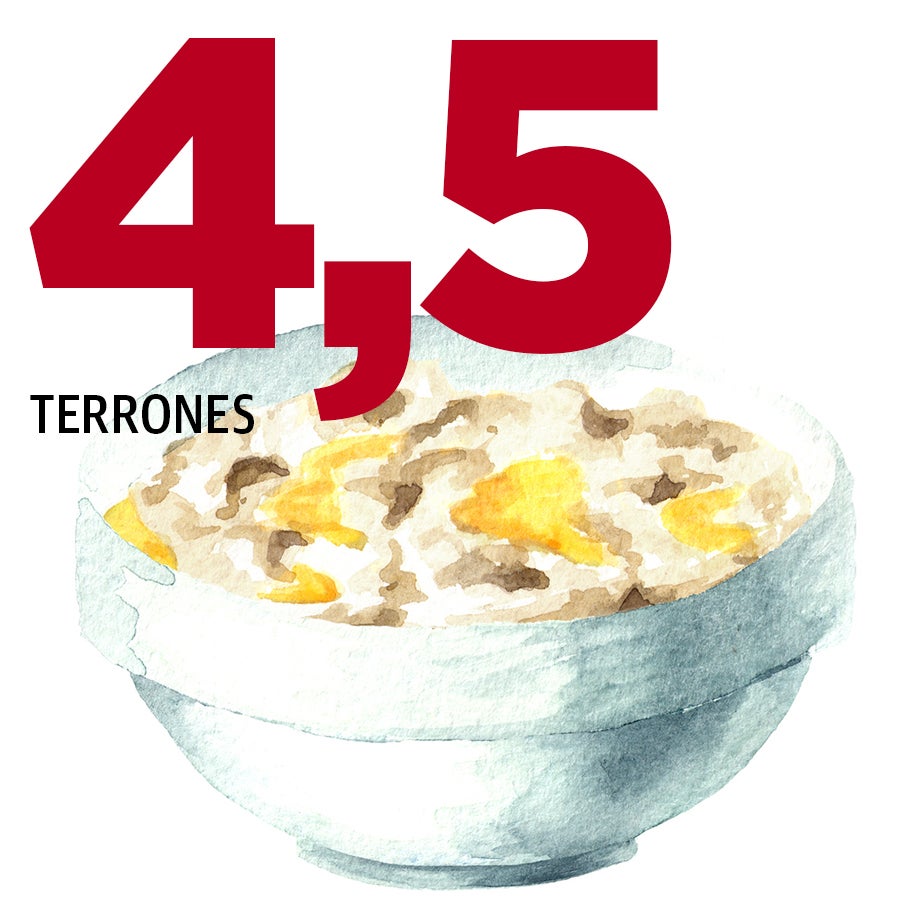 Un tazón de cereales equivale a 4 terrones y medio.