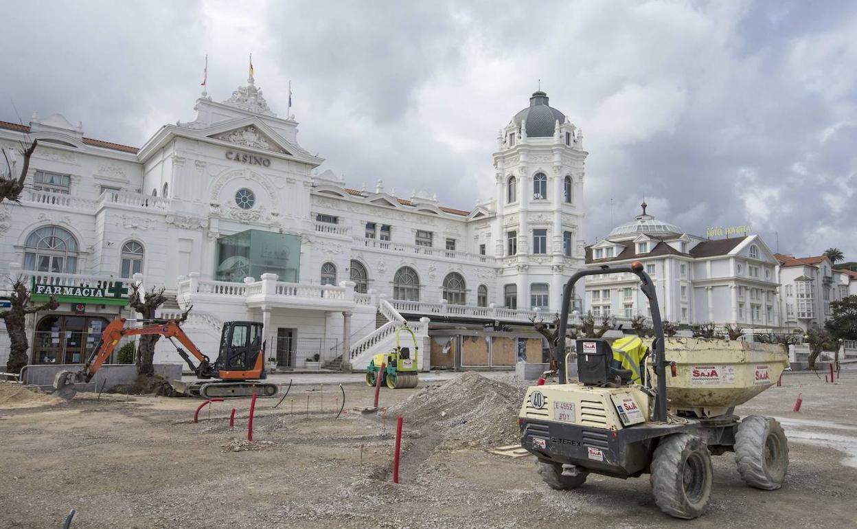 Obra de la Plaza de Italia, paralizada por el estado de alarma.