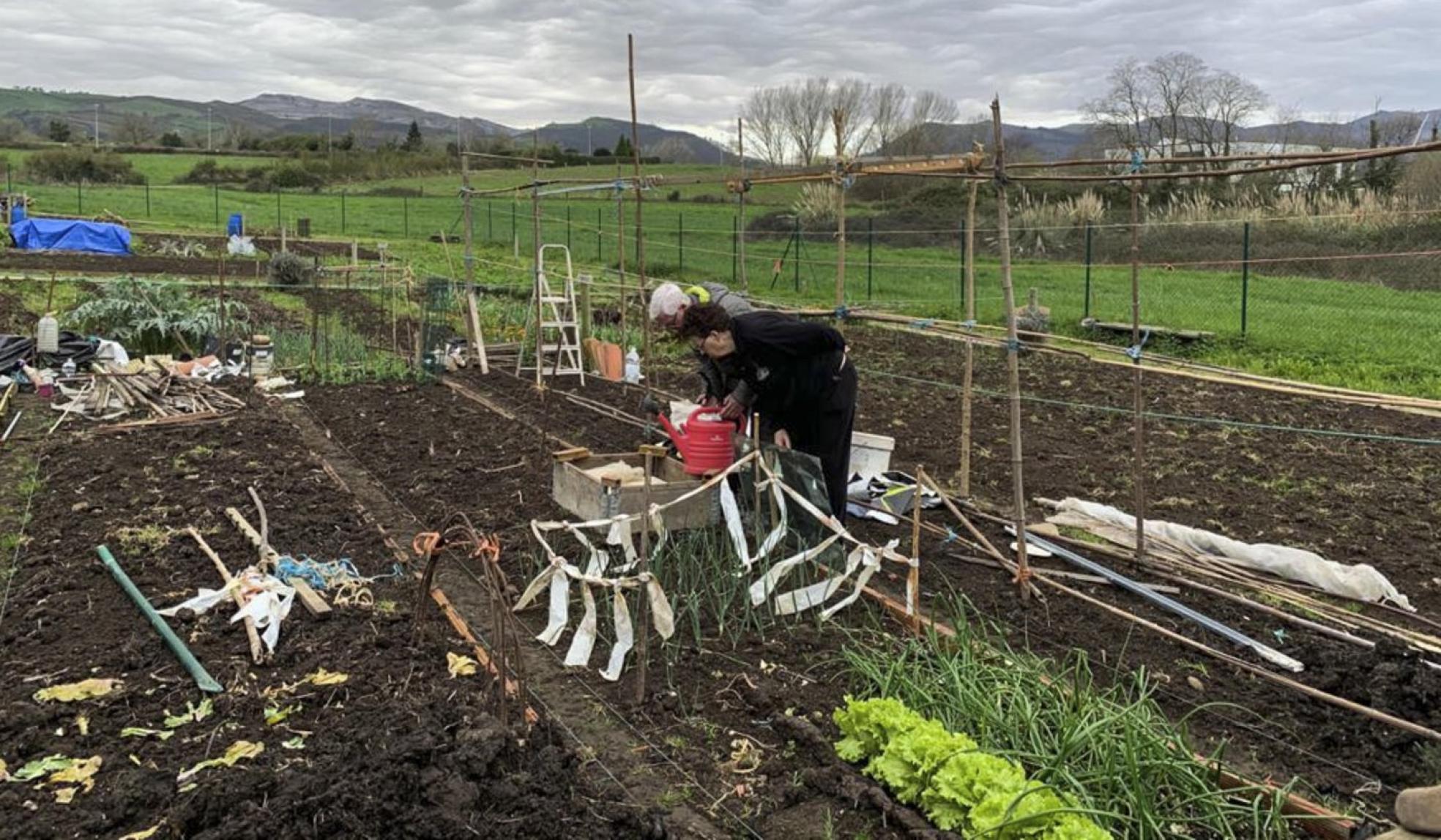  Luis del Río, acompañado de su mujer, en el huerto que mantiene en la finca de Coteríos, en Torrelavega. 