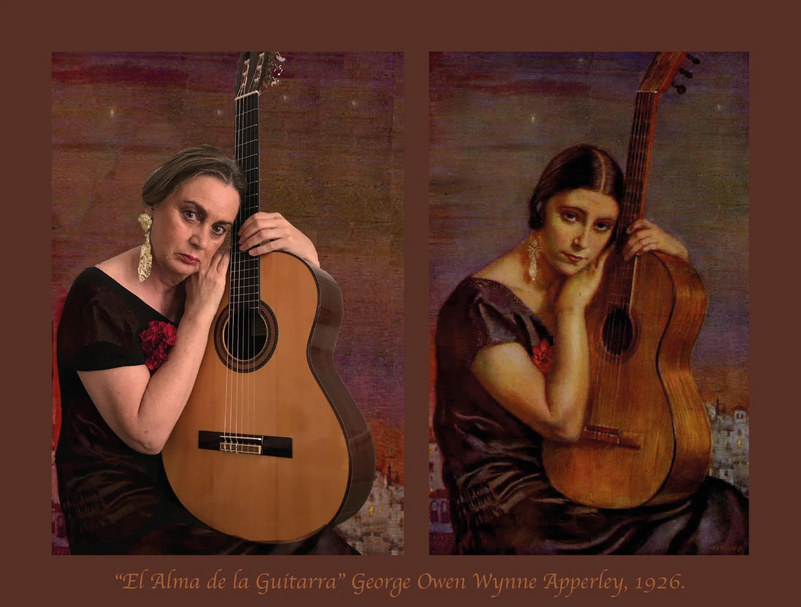Título del cuadro: ‘El alma de la guitarra’. Autor/a: George Owen Wynne Apperley (Jorge Apperley). Pintado: 1926. Maestro/a imitador: Lucía Lledías, Maestra de Inglés.