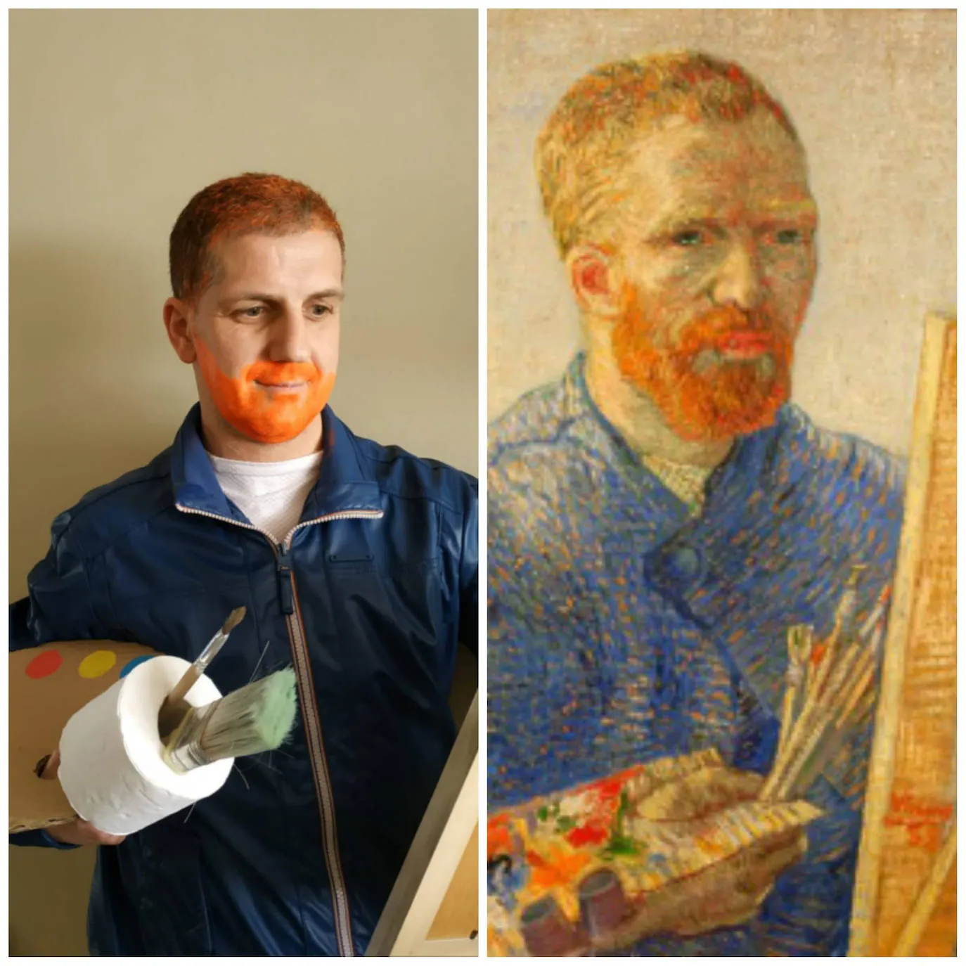 Título del cuadro: ‘Autorretrato como pintor’. Autor/a: Vincent van Gogh. Pintado: 1887. Maestro/a imitador: Javier Claramunt, Maestro de Educación Física.