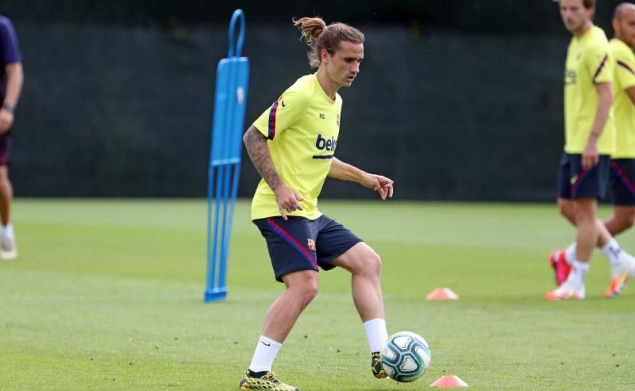 Antoine Griezmann, en un entrenamiento del Barça. 