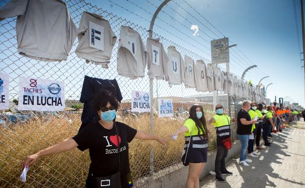 Protesta de trabajadores de Nissan en Barcelona