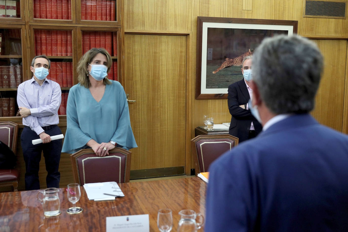 El presidente de Cantabria, Miguel Ángel Revilla, se ha reunido con la ministra para la Transición Ecológica, Teresa Ribera. En la reunión ha estado presente el director general de Solvay, Jorge Oliveira, y otros representantes de la factoría, en el Ministerio