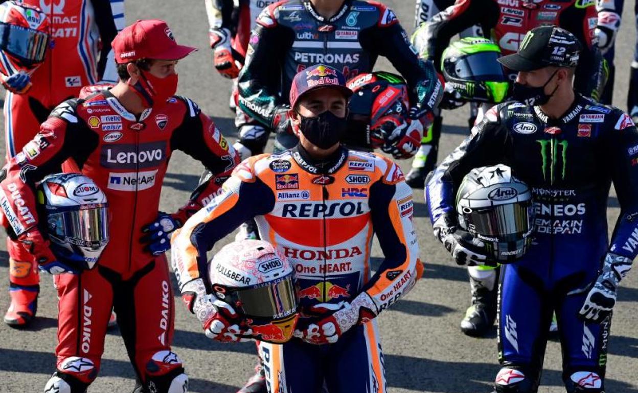 Marc Márquez (c), durante la presentación del GP de España en el Circuito de Jerez.