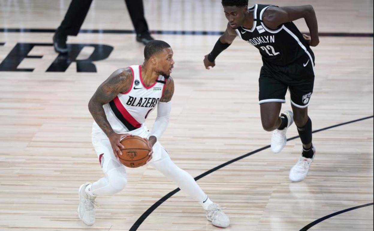 Damian Lillard, durante el duelo entre Trail Blazers y Nets.