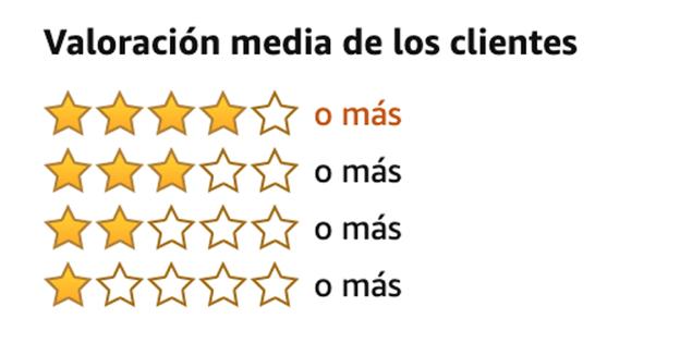 Las estrellas de valoración en Amazon.