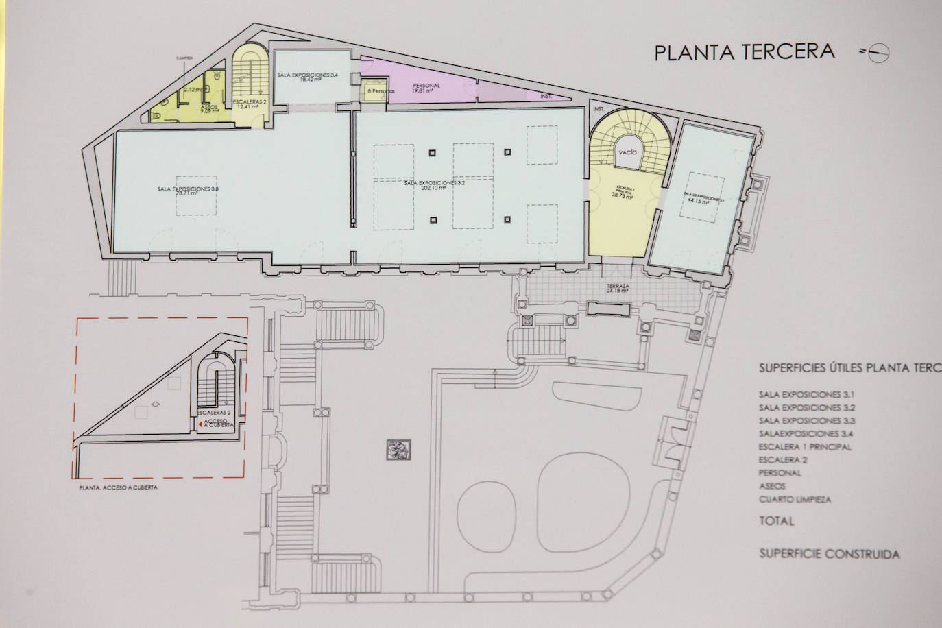 El proyecto de rehabilitación contempla 14 salas para exposiciones, la escalera original del proyecto de Rucabado y un ascensor interior acristalado