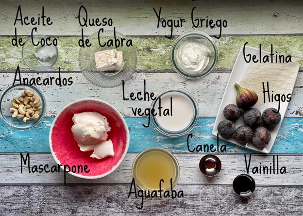 Todos los ingredientes del postre.