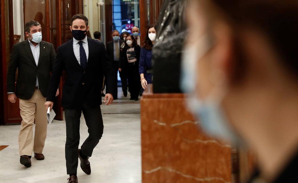 Santiago Abascal, a su llegada al Congreso. 