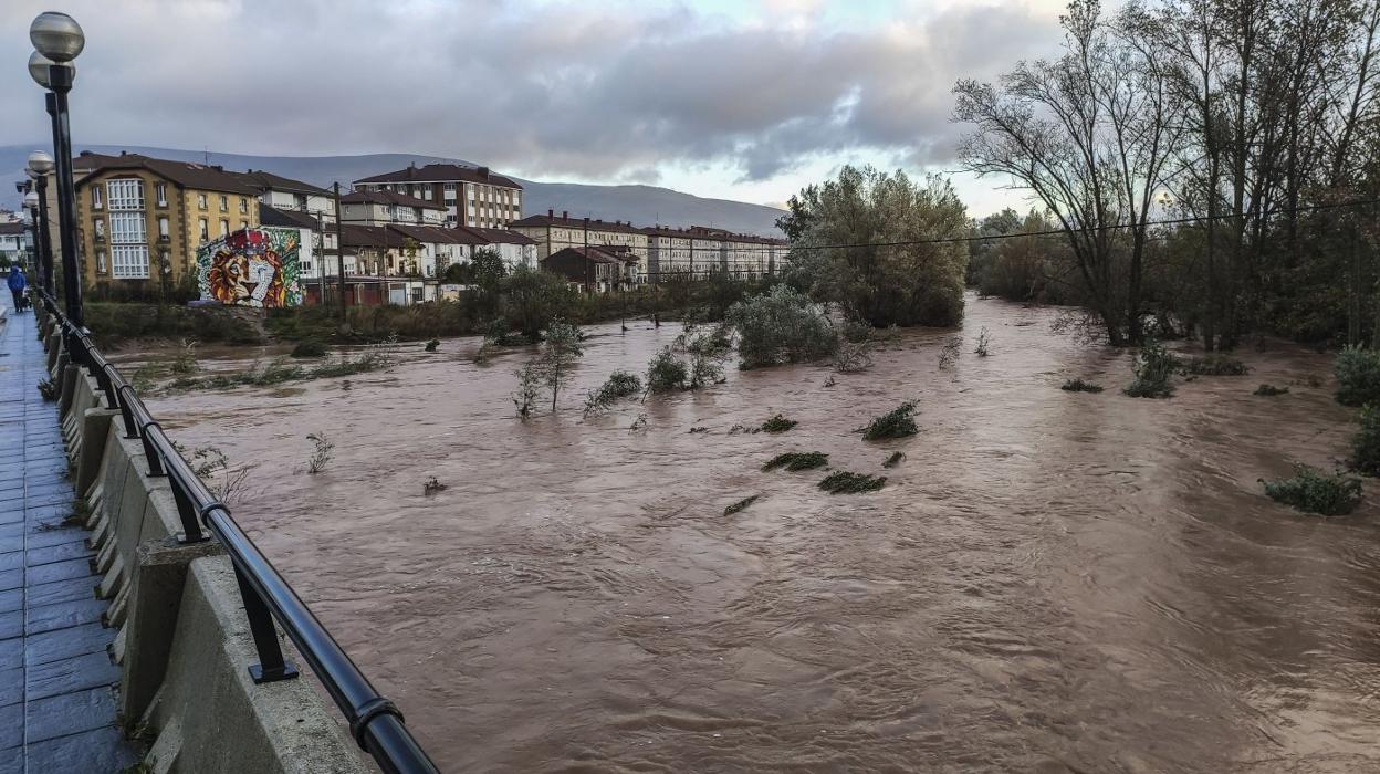 Aspecto que presentaba el Híjar el miércoles por la mañana, a su paso por Reinosa.